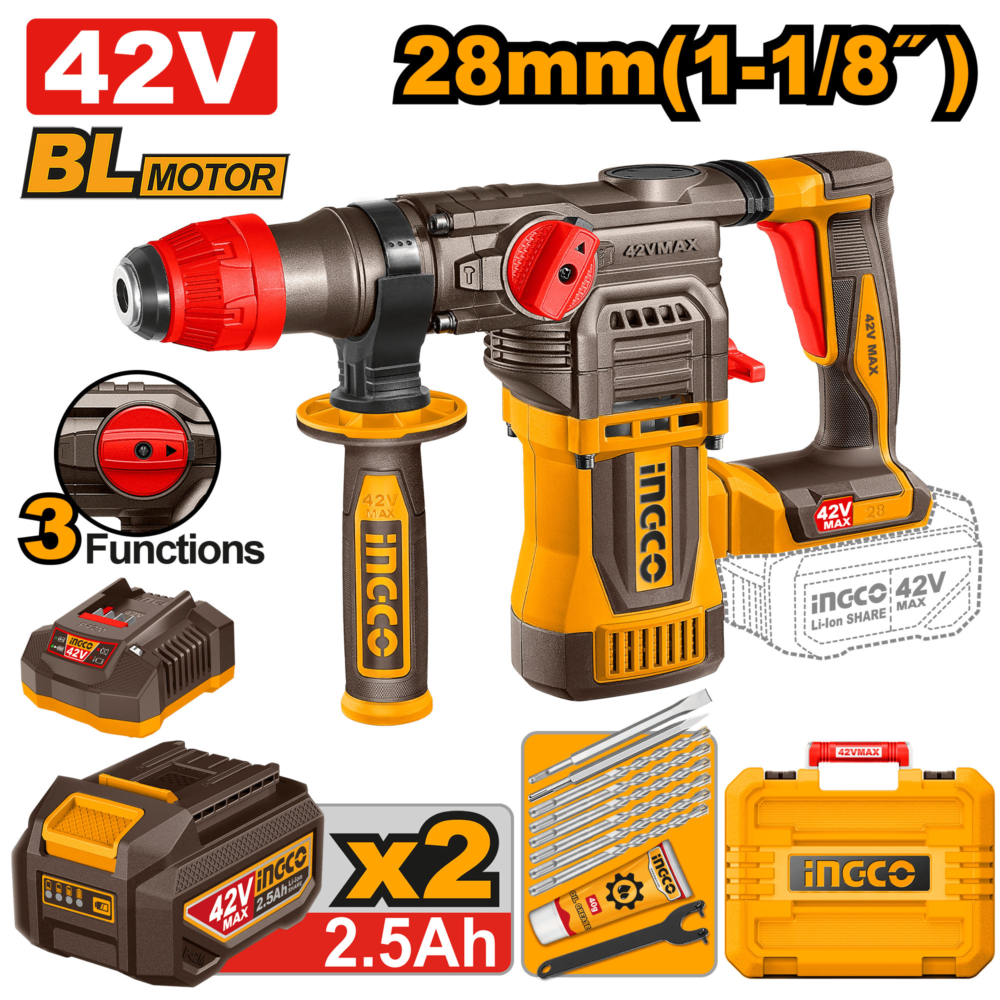 42V Cordless Rotary Hammer