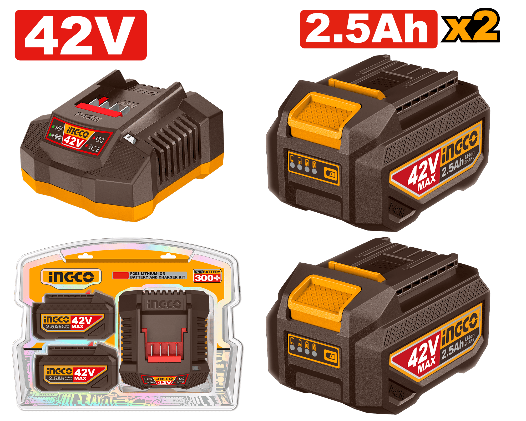 42V Lithium-ion Battery And Charger Kit