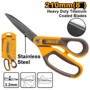 Rubber grip long-blade scissors