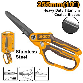 Rubber grip long-blade heavy duty scissors