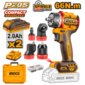 20V PS+C/L B/L MULTI HEAD DRILL 66NM KIT IN CASE